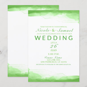 Invitación Boda Moderna Chic con Acuarela de Verde Lima Brill