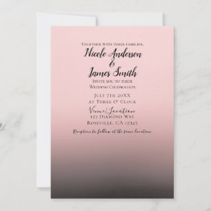 Invitación Boda moderna chic con ombre rosa y negro