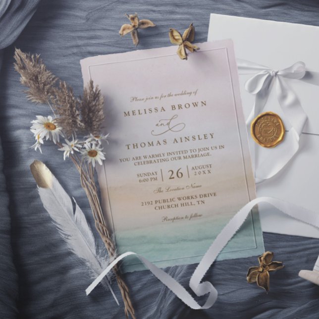 Invitación Boda moderna chic elegante rústica puesta de sol e (Subido por el creador)