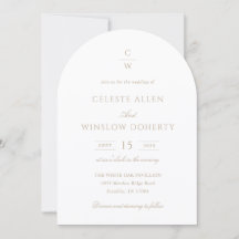 Boda moderna clásica con monograma en oro vintage