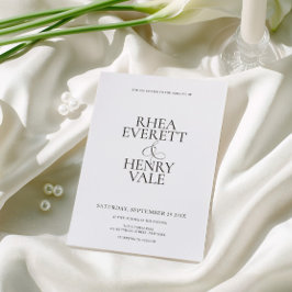 Invitación Boda Moderna Clásica en Blanco y Negro