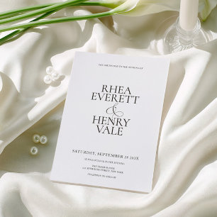 Invitación Boda Moderna Clásica en Blanco y Negro
