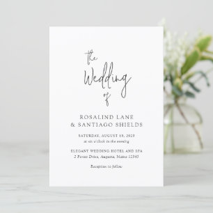 Invitación Boda moderna clásica en blanco y negro