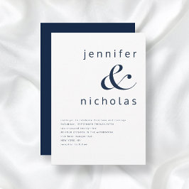 Invitación Boda Moderna con Ampersand Azul Marino