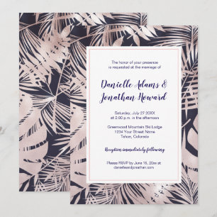 Invitación Boda Moderna con Azul Marítimo y Superposición de 