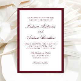 Invitación Boda moderna con borde de Borgoña