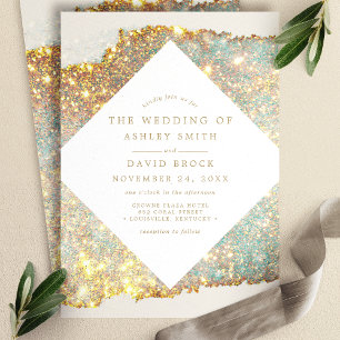 Invitación Boda moderna con brillo iridiscente