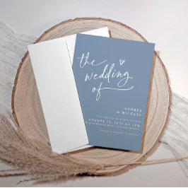 Invitación Boda Moderna con Corazón de Escritura a Mano en Az