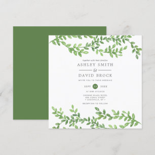 Invitación Boda moderna con enredaderas de vegetación en acua