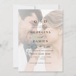 Invitación Boda moderna con foto desvanecida 2 y ampersand to