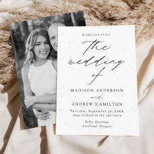 Invitación Boda moderna con foto en blanco y negro manchado