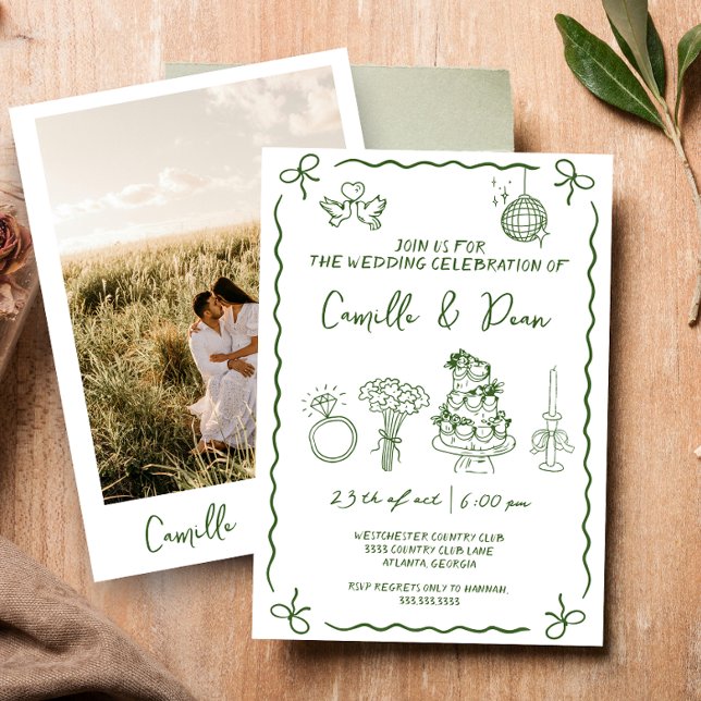 Invitación Boda Moderna con Foto y Letra Manuscrita Divertida (Subido por el creador)
