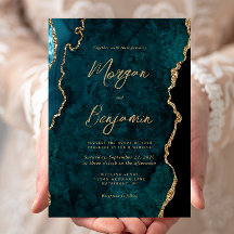 Boda Moderna con Letra de Ágata Azul Verde Turques