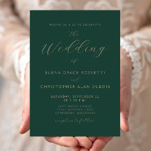 Boda Moderna con Letra Dorada Verde Oscuro