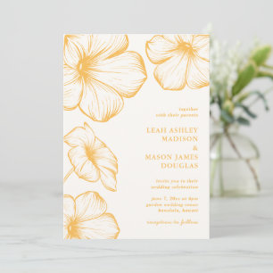 Invitación Boda moderna con manteca amarilla floral elegante 