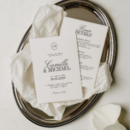 Invitación Boda moderna con monograma Todo en Uno