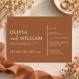 Invitación Boda moderna con naranja quemada y escritura a man