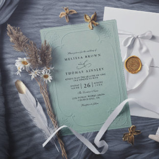 Invitación Boda moderna con relieve ornamentado elegante vint
