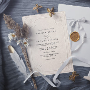 Invitación Boda moderna con relieve ornamentado elegante vint