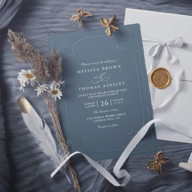 Invitación Boda moderna con relieve ornamentado elegante vint (Subido por el creador)