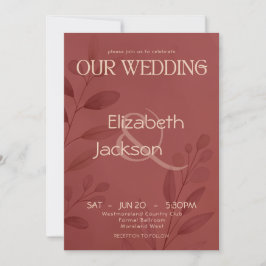 Invitación Boda moderna con tipografía botánica de terracota