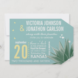 Invitación Boda Moderna con Tipografía de Suculentas Verde Me
