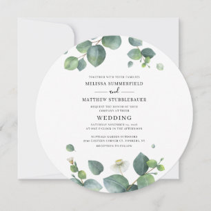 Invitación Boda moderna con vegetación de eucalipto
