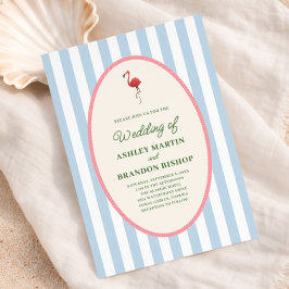 Invitación Boda moderna costera tropical de flamencos