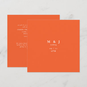 Invitación Boda moderna cuadrada elegante y simple naranja
