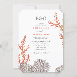 Invitación Boda moderna de acuarela de coral de playa