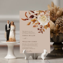 Invitación Boda moderna de acuarela de otoño en terracota tau