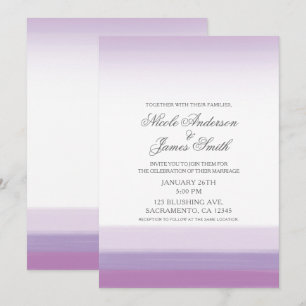 Invitación Boda moderna de acuarela lavanda, púrpura y blanco