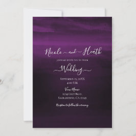 Invitación Boda moderna de acuarela púrpura ciruela malhumora
