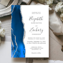 Boda Moderna de Ágata Azul Real y Plata