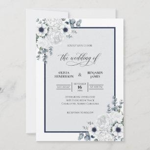 Invitación Boda moderna de anemona naval
