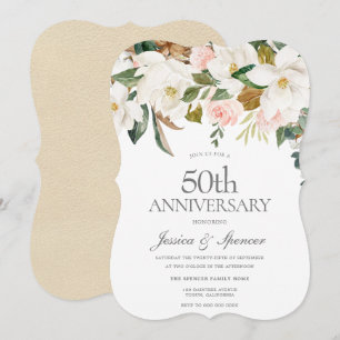 Invitación Boda moderna de aniversario de 50 años con flores 