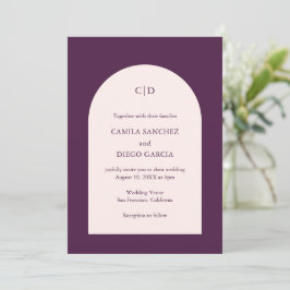 Invitación Boda moderna de arco púrpura elegante