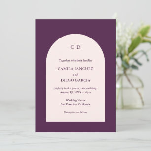 Invitación Boda moderna de arco púrpura elegante