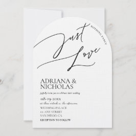 Invitación Boda Moderna de Blanco y Negro Sin Adornos Solo Am