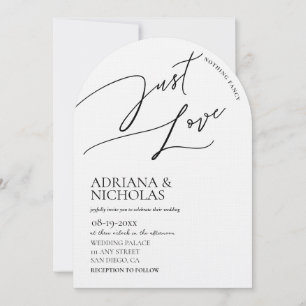 Invitación Boda Moderna de Blanco y Negro Sin Adornos Solo Am