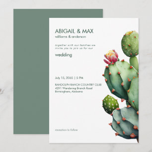 Invitación Boda moderna de cactus tropical de salvia rica