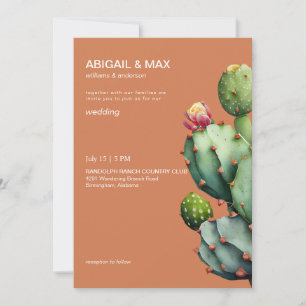 Invitación Boda moderna de cactus tropical de terracota