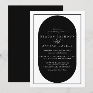 Invitación Boda moderna de caligrafía en blanco y negro