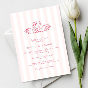 Invitación Boda Moderna de Cisnes Rosados Rouge
