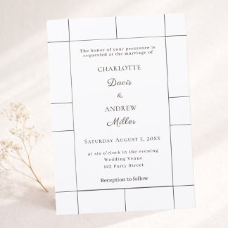 Invitación Boda moderna de cuadros blancos y negros 
