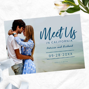 Invitación Boda Moderna de Destino Foto de Guardar la Fecha