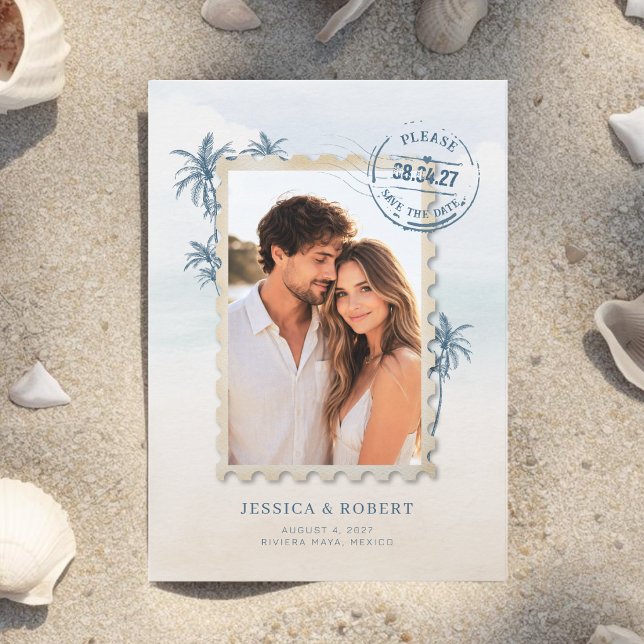 Invitación Boda Moderna de Destino Foto Guárdame la Fecha (Destination Wedding Photo Save The Date Card)