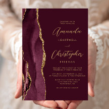 Boda moderna de escritorio rojo burgundy con ágata