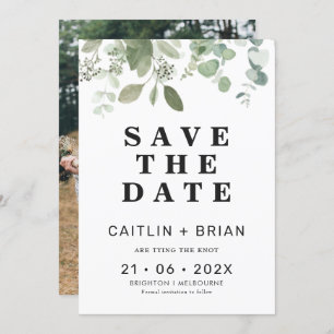 Invitación Boda moderna de eucalipto Salva La Fecha