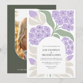 Invitación Boda moderna de flores abstractas de musgo suave d